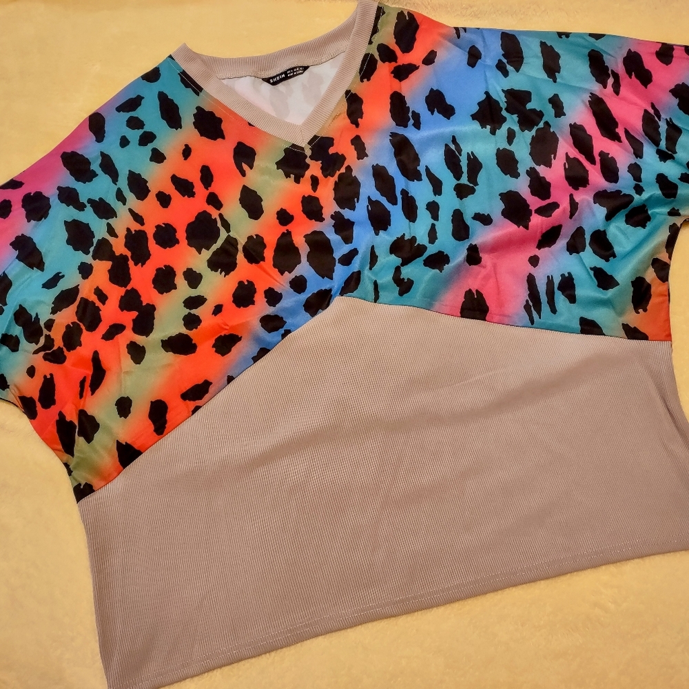 Shein Animal Print Neon Top